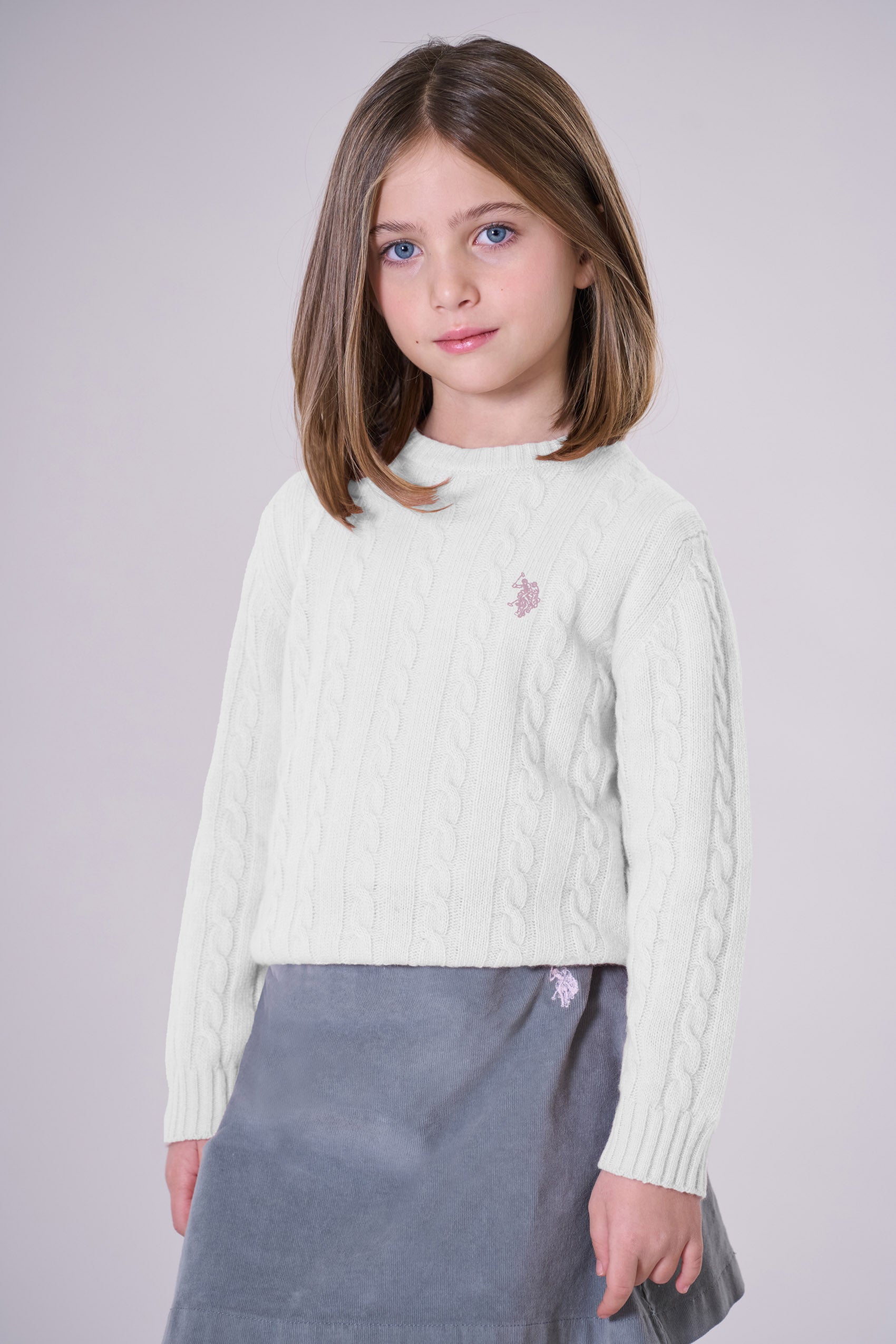 Maglia girocollo a treccia misto lana