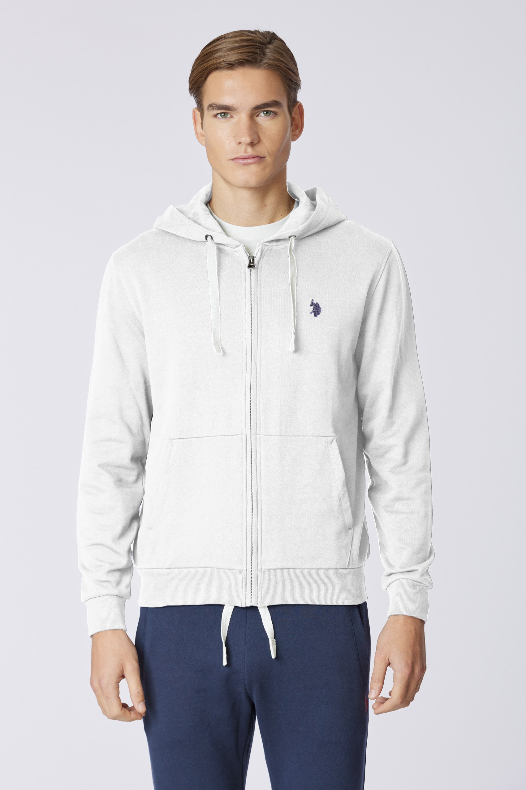 Felpa in cotone con cappuccio e chiusura zip