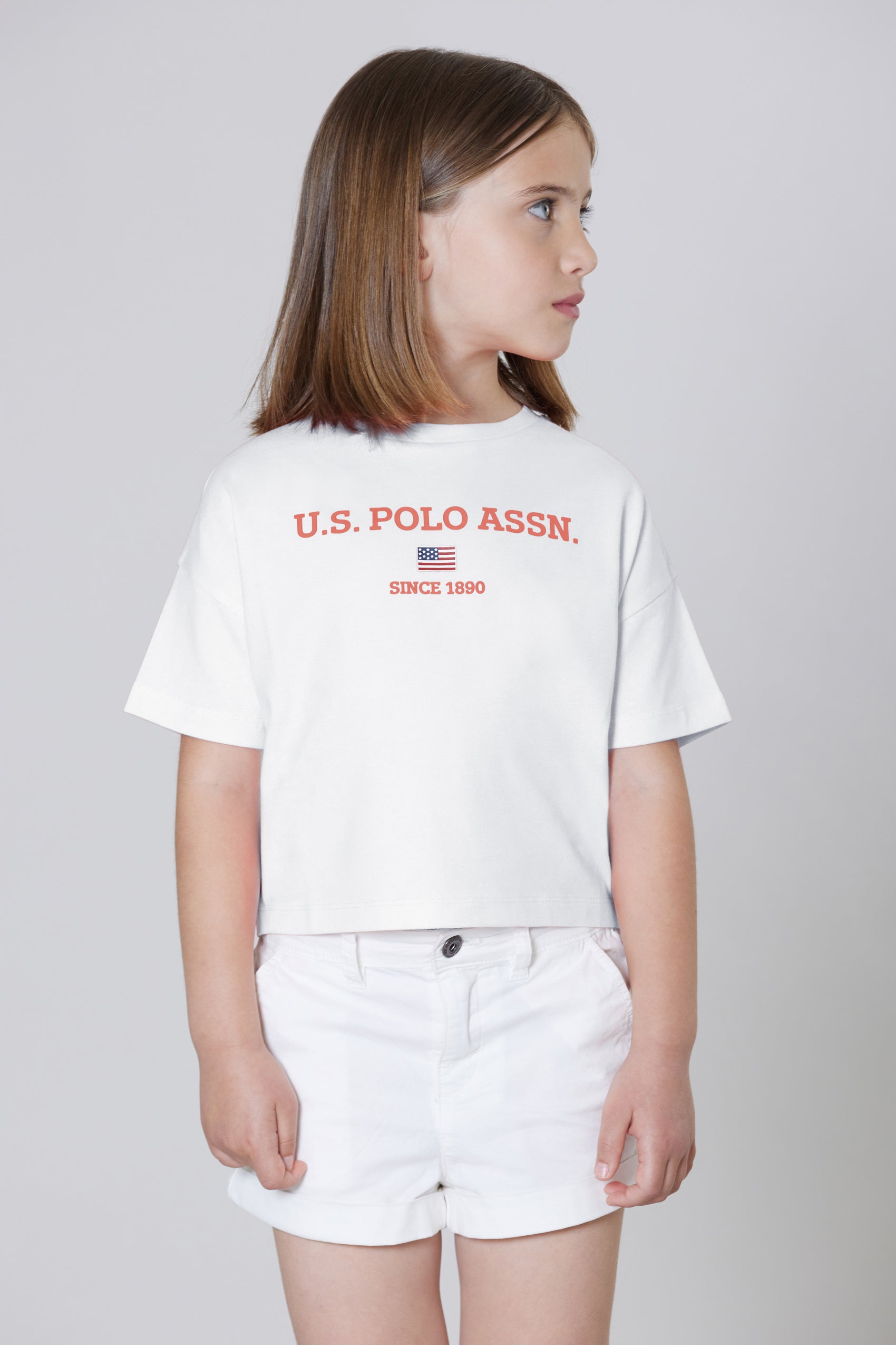 T-shirt a maniche corte in cotone stretch con stampa U.S. POLO ASSN.