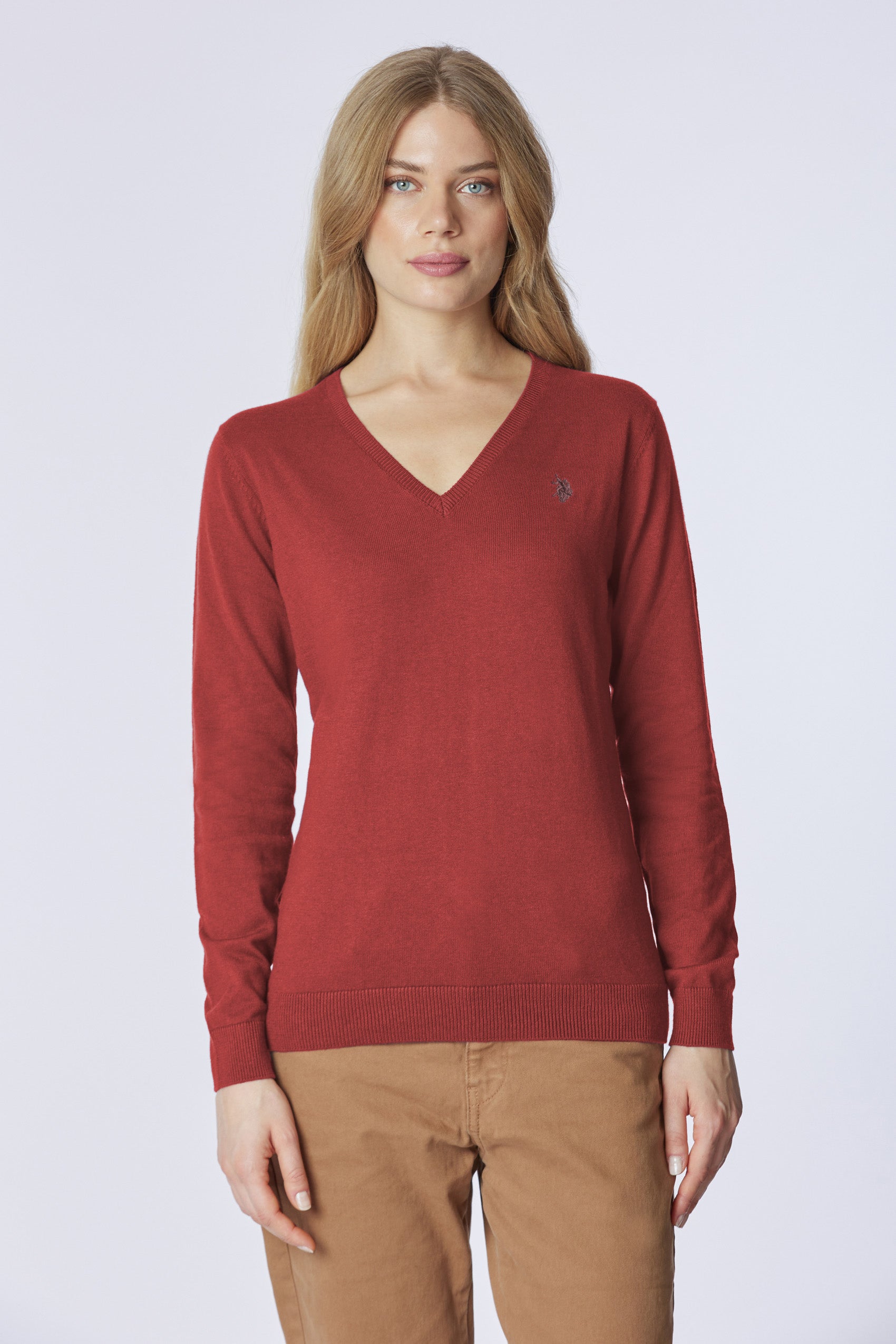 Maglia con scollo a V cotone e cashmere