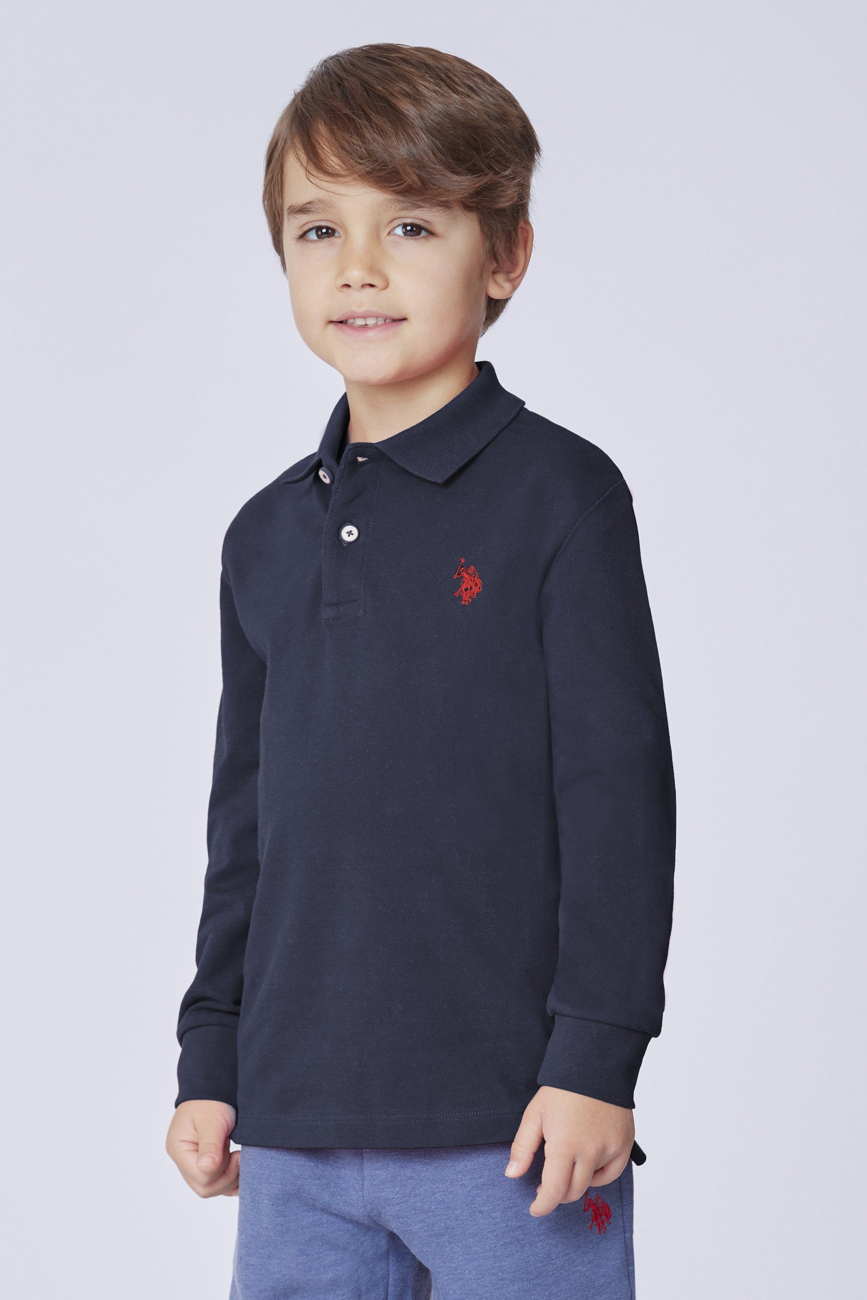 Polo shirt a maniche lunghe in cotone piquet