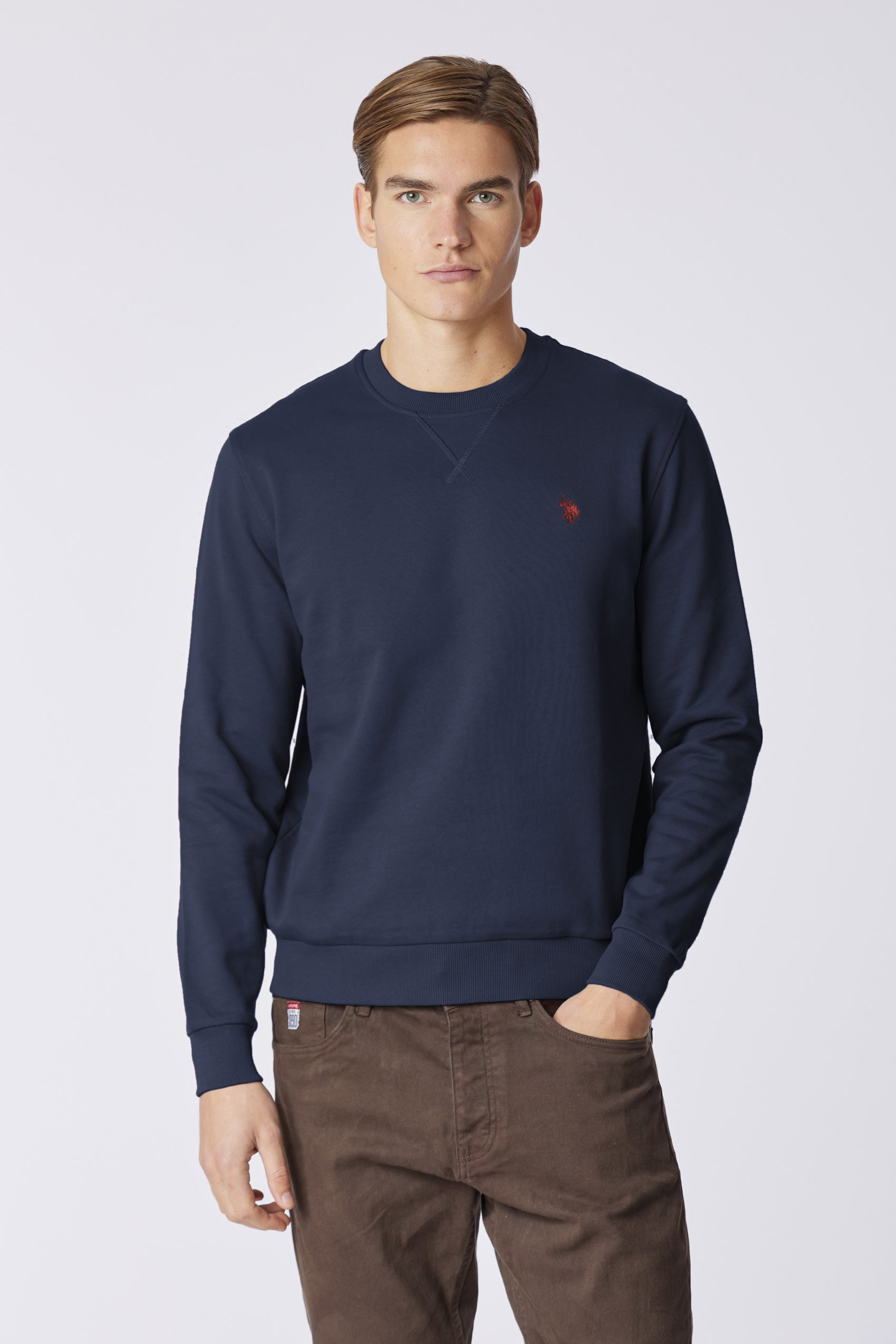 Felpa girocollo in cotone con logo