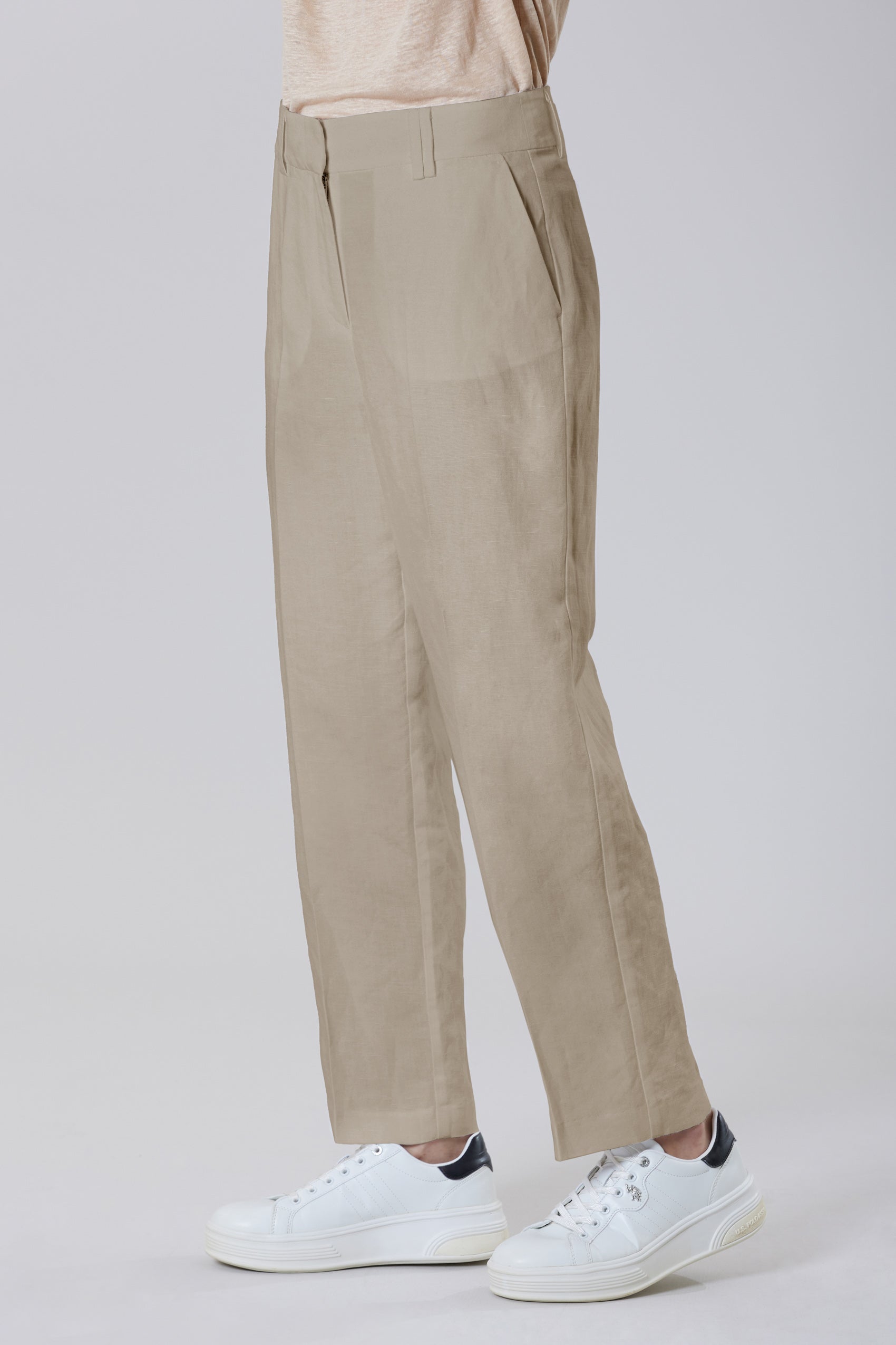 Pantalone in misto viscosa e lino