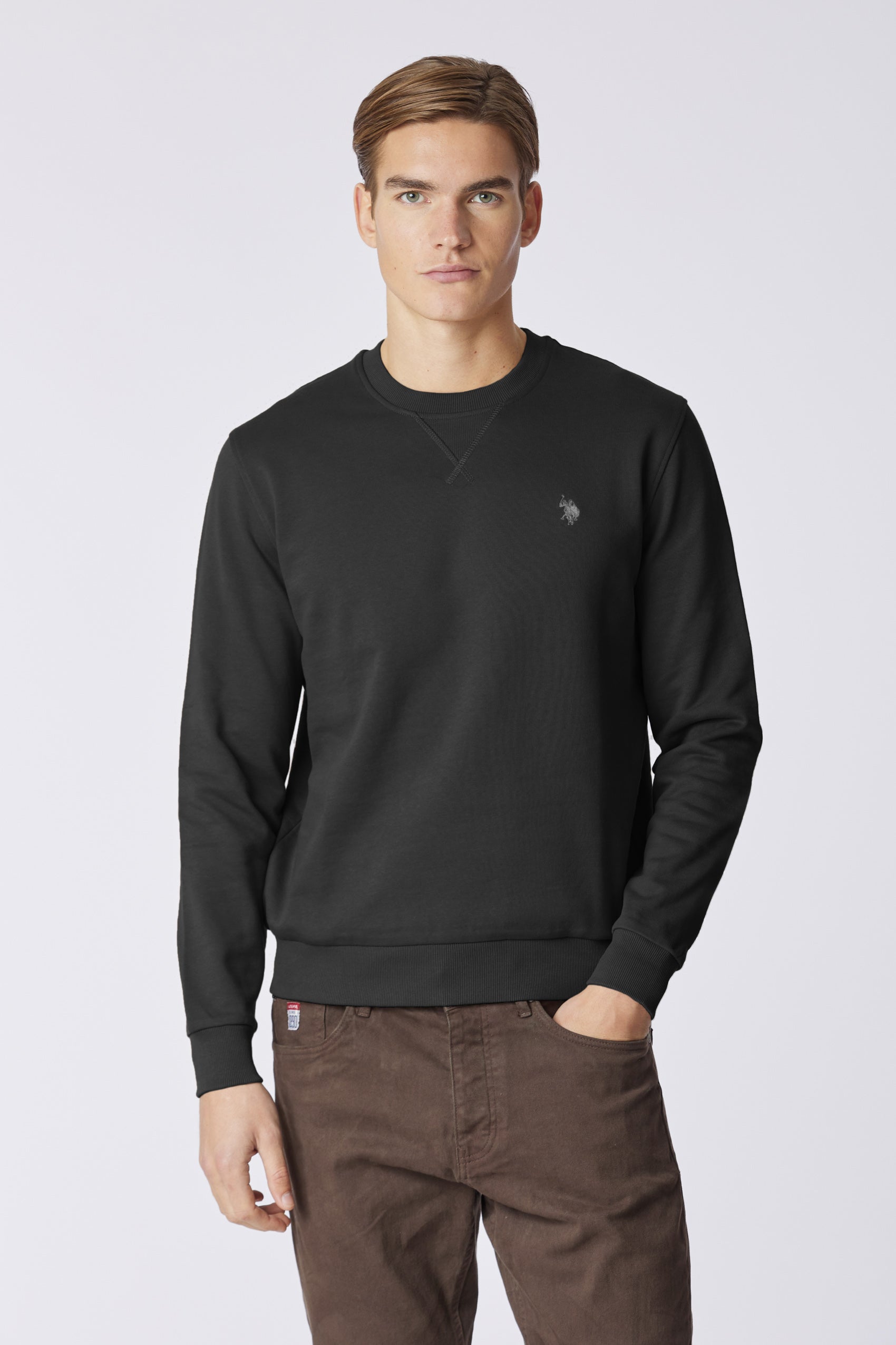 Felpa girocollo in cotone con logo