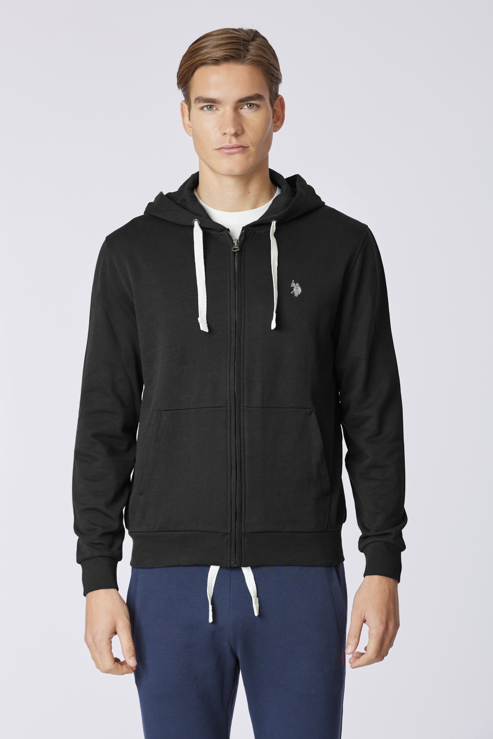 Felpa in cotone con cappuccio e chiusura zip