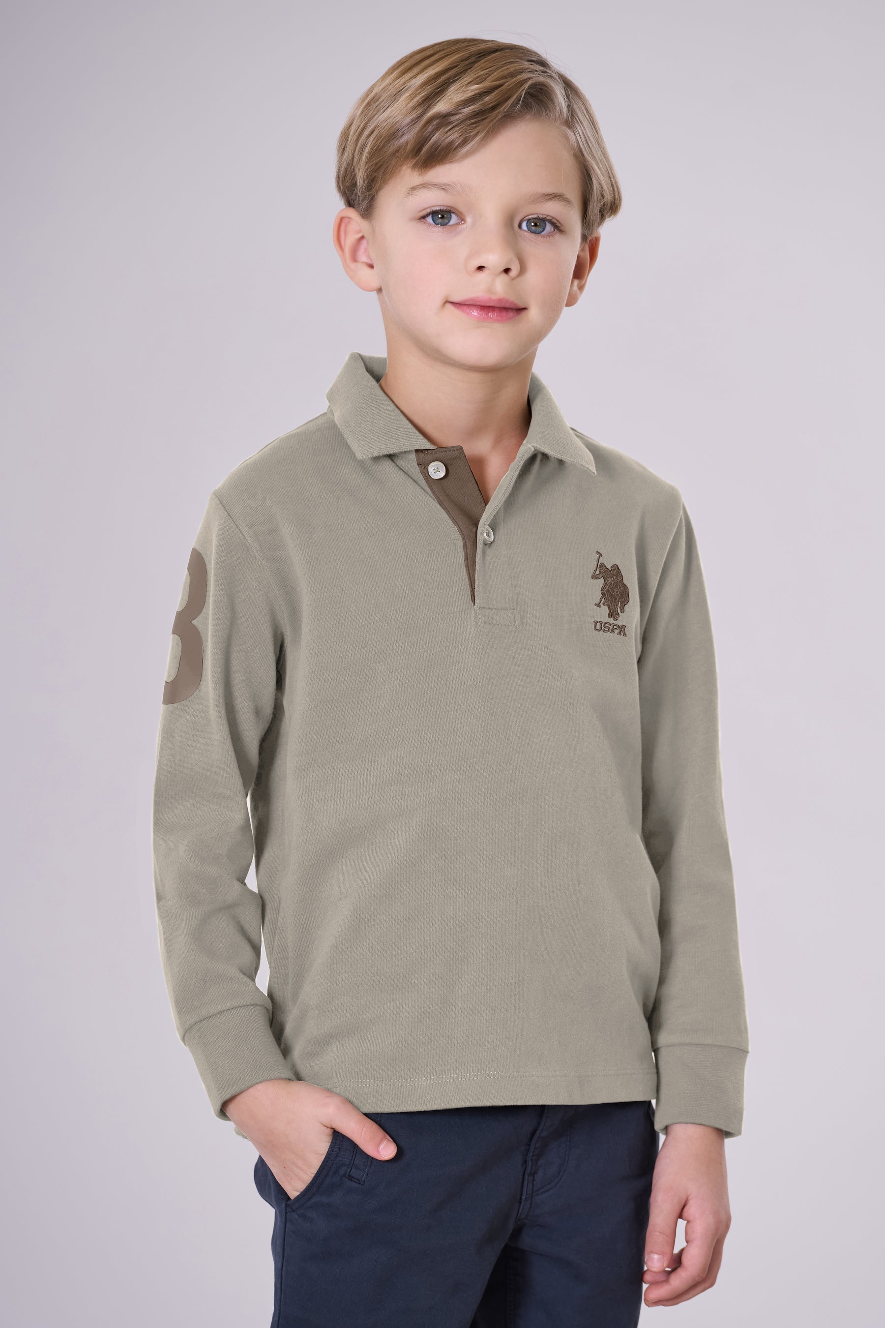 Polo shirt a maniche lunghe carbon finishing con numero