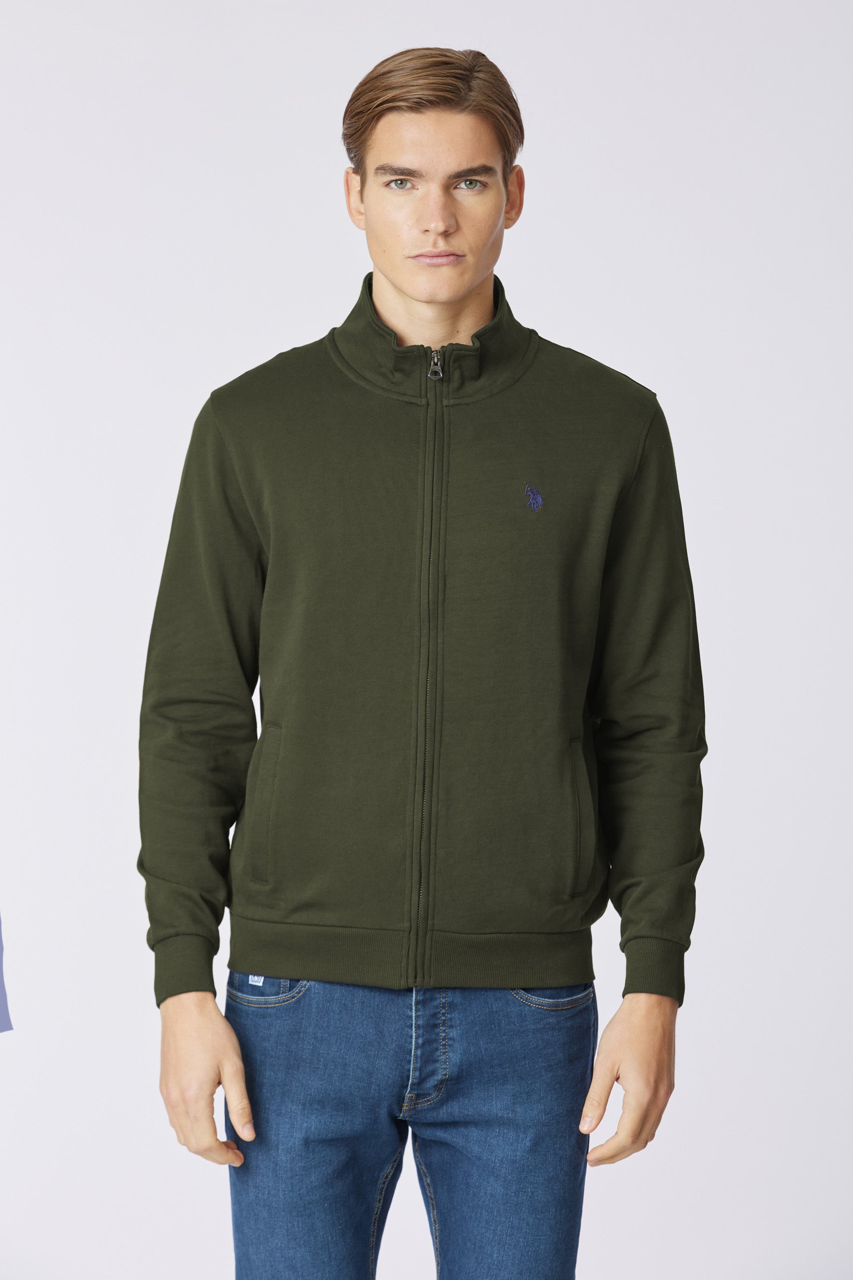 Felpa in cotone con chiusura zip