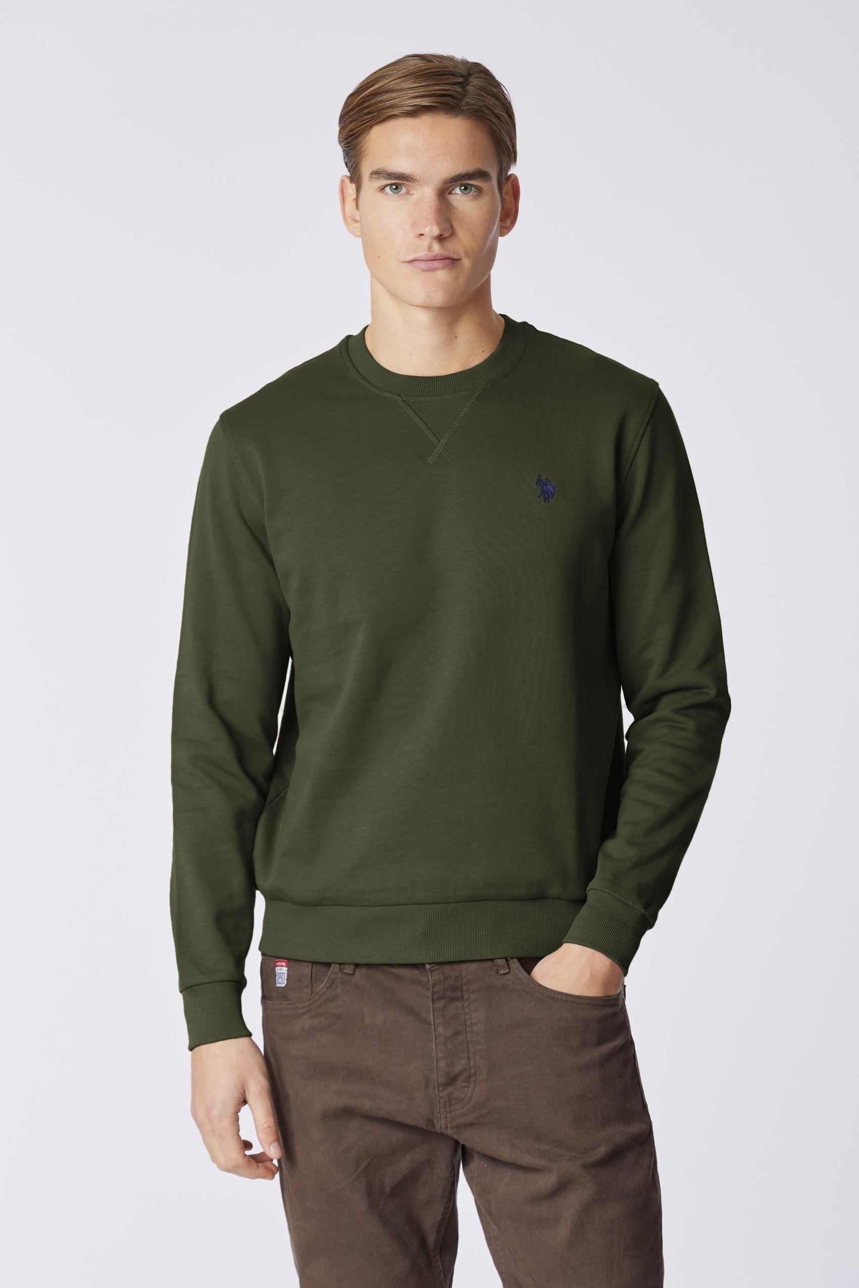 Felpa girocollo in cotone con logo