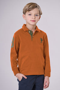 Polo shirt a maniche lunghe carbon finishing con numero