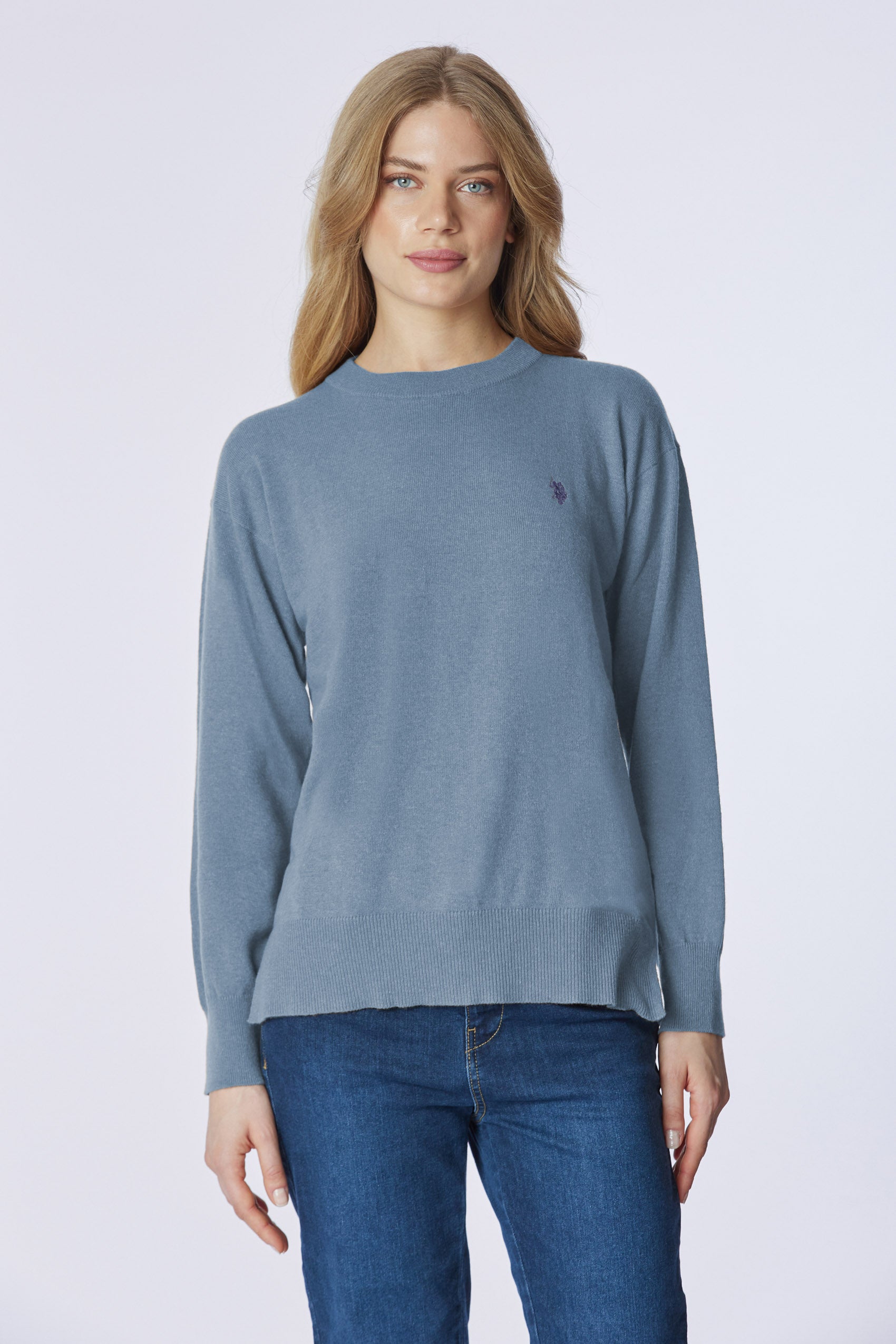Maglia girocollo misto lana e cashmere