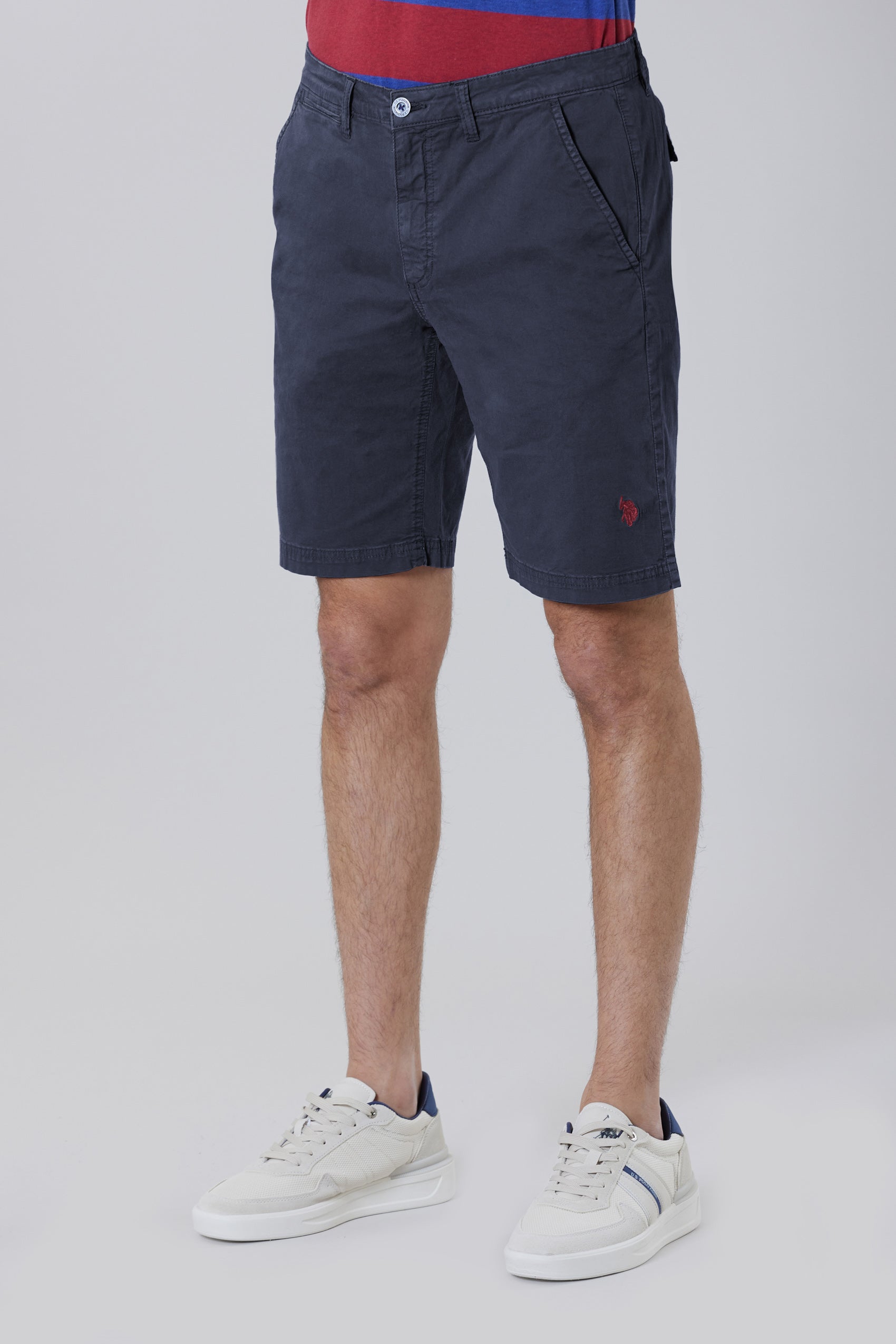 Pantaloni corti chino in cotone twill stretch con logo