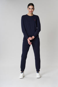 Felpa french terry girocollo in cotone light stretch