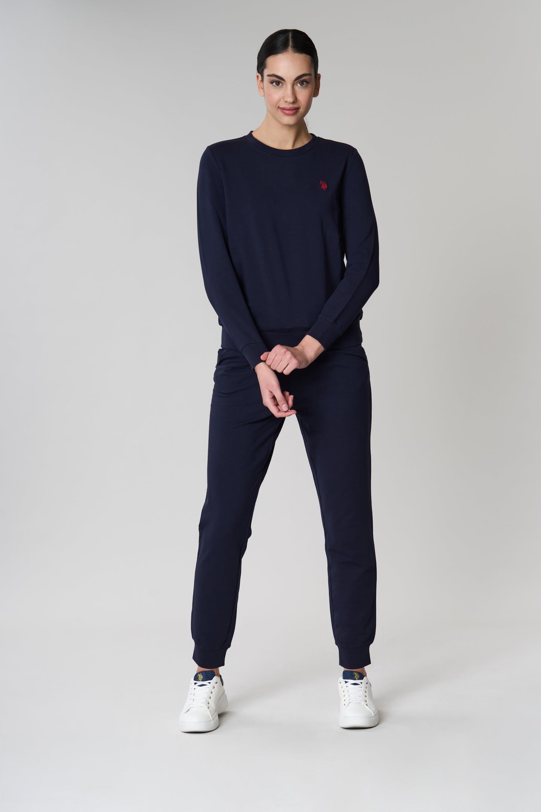 Felpa french terry girocollo in cotone light stretch