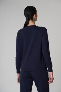 Felpa french terry girocollo in cotone light stretch