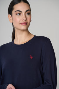 Felpa french terry girocollo in cotone light stretch