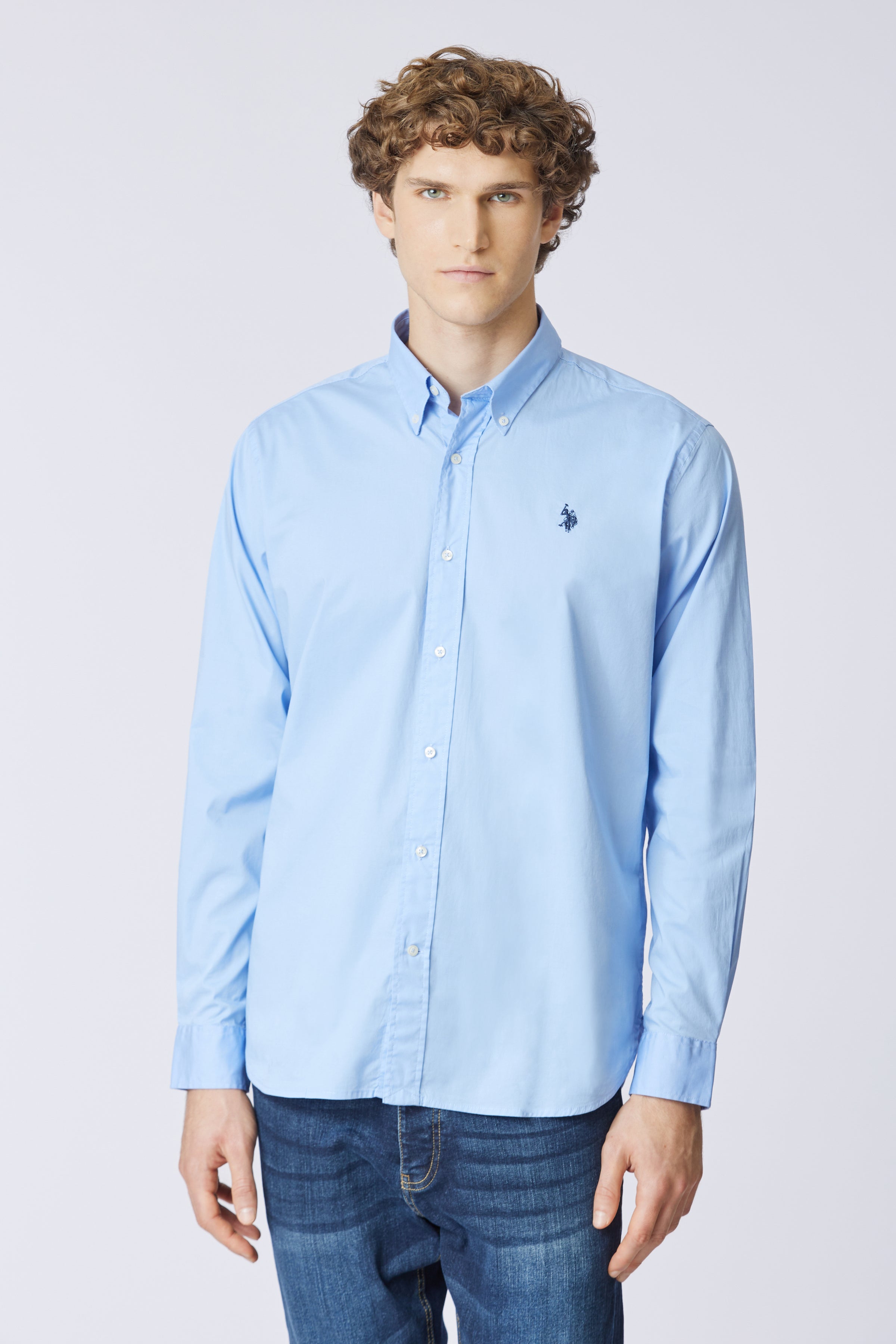 Camicia in cotone stretch popeline regular fit