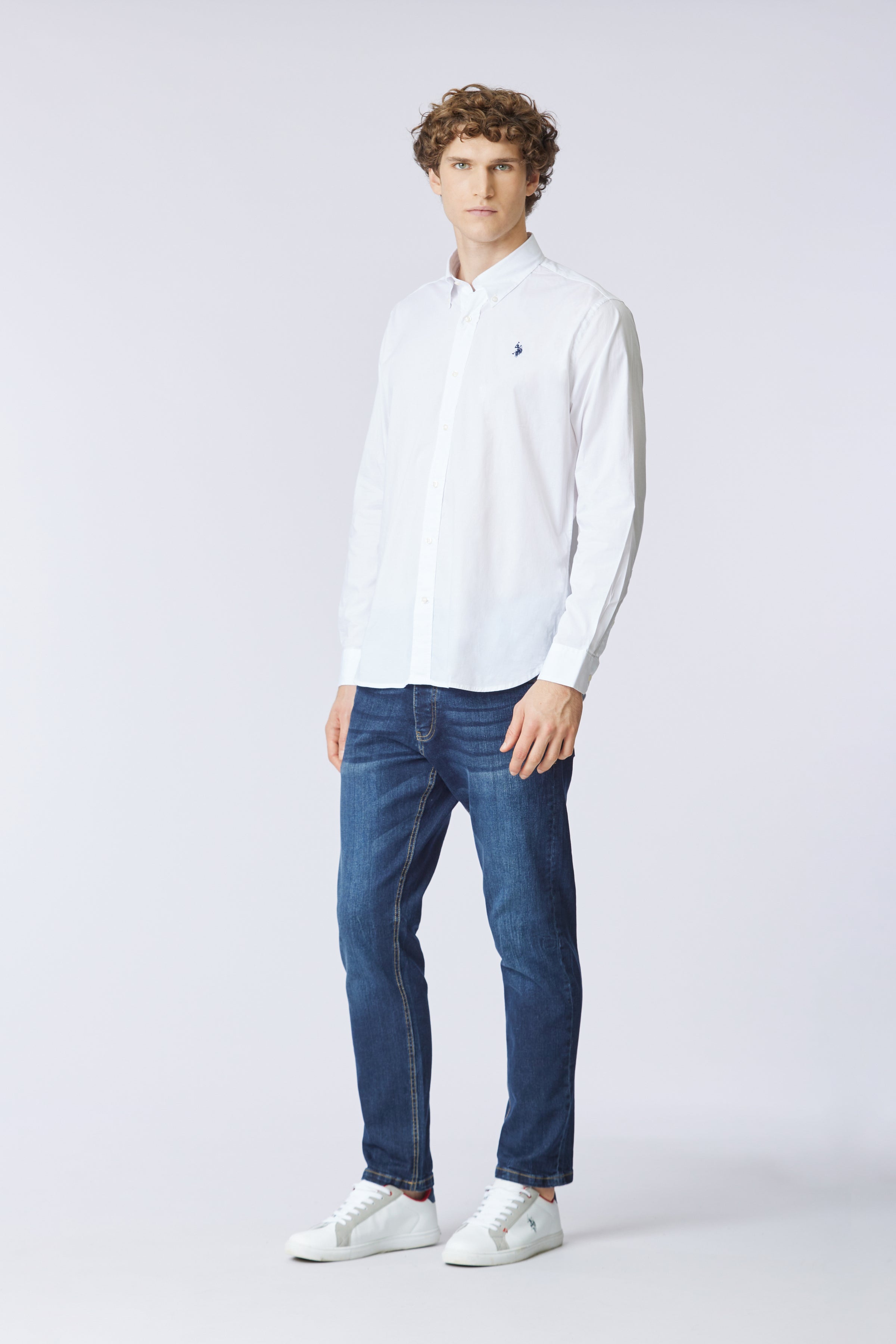 Camicia in cotone stretch popeline regular fit