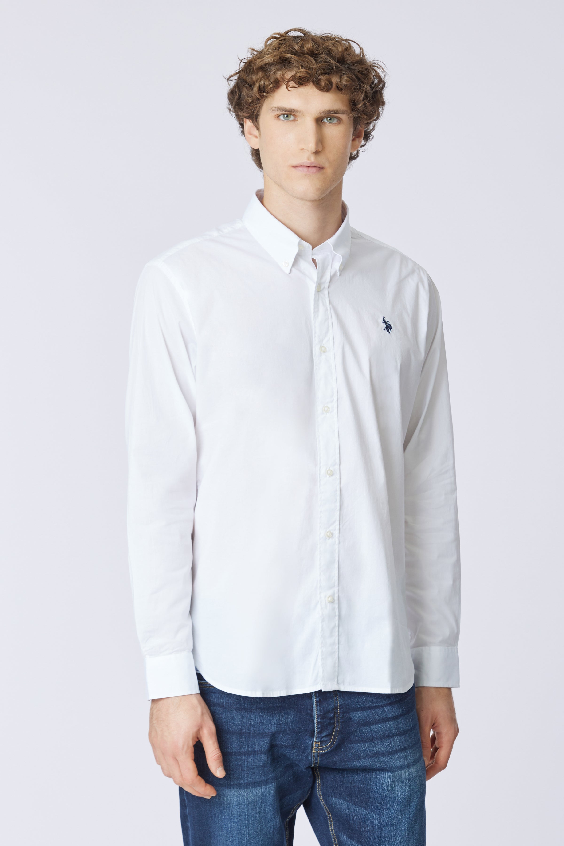 Camicia in cotone stretch popeline regular fit