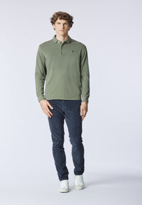 Polo a maniche lunghe heavy jersey tinto capo