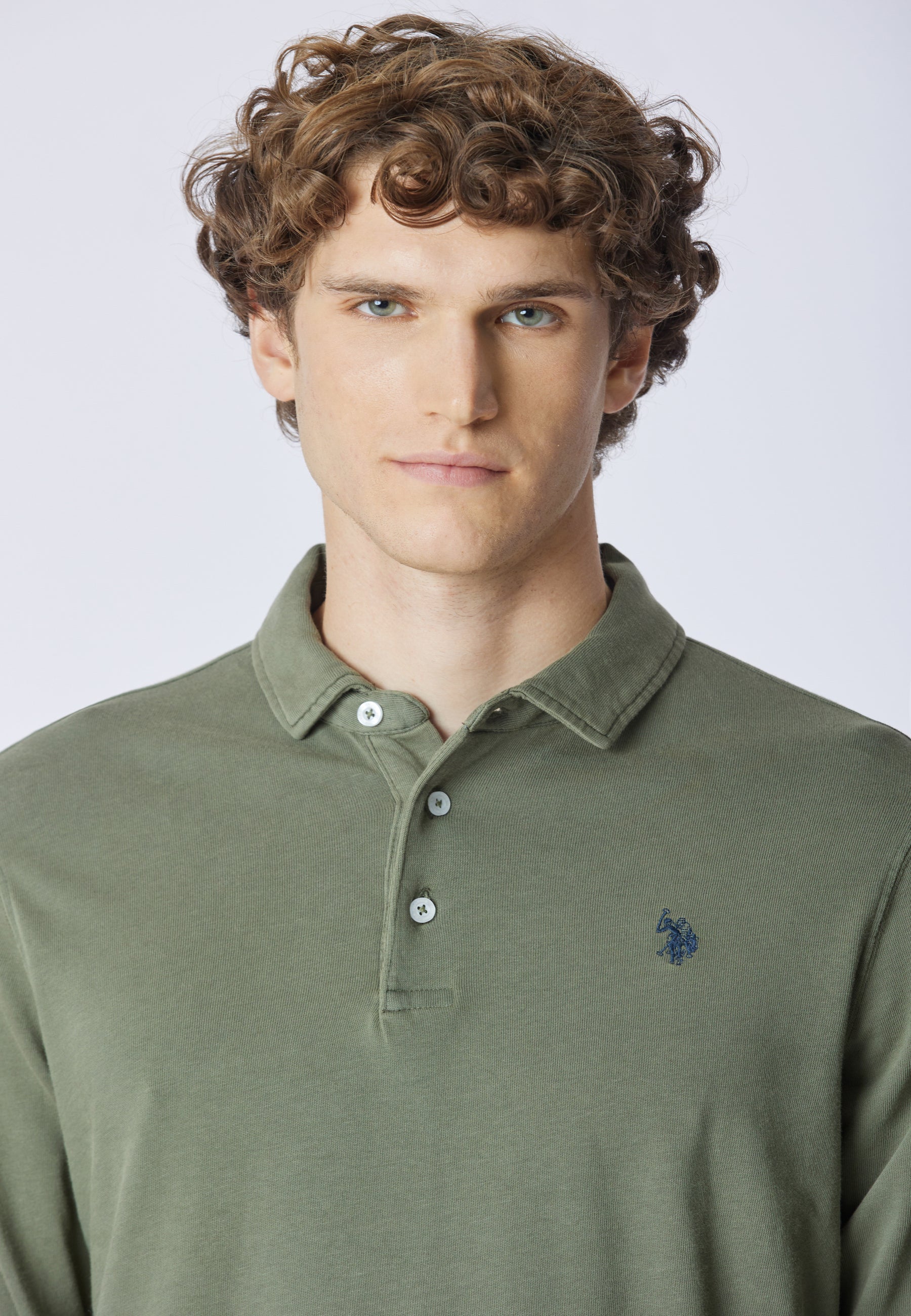 Polo a maniche lunghe heavy jersey tinto capo