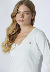 Maglia scollo a V cotone e cashmere