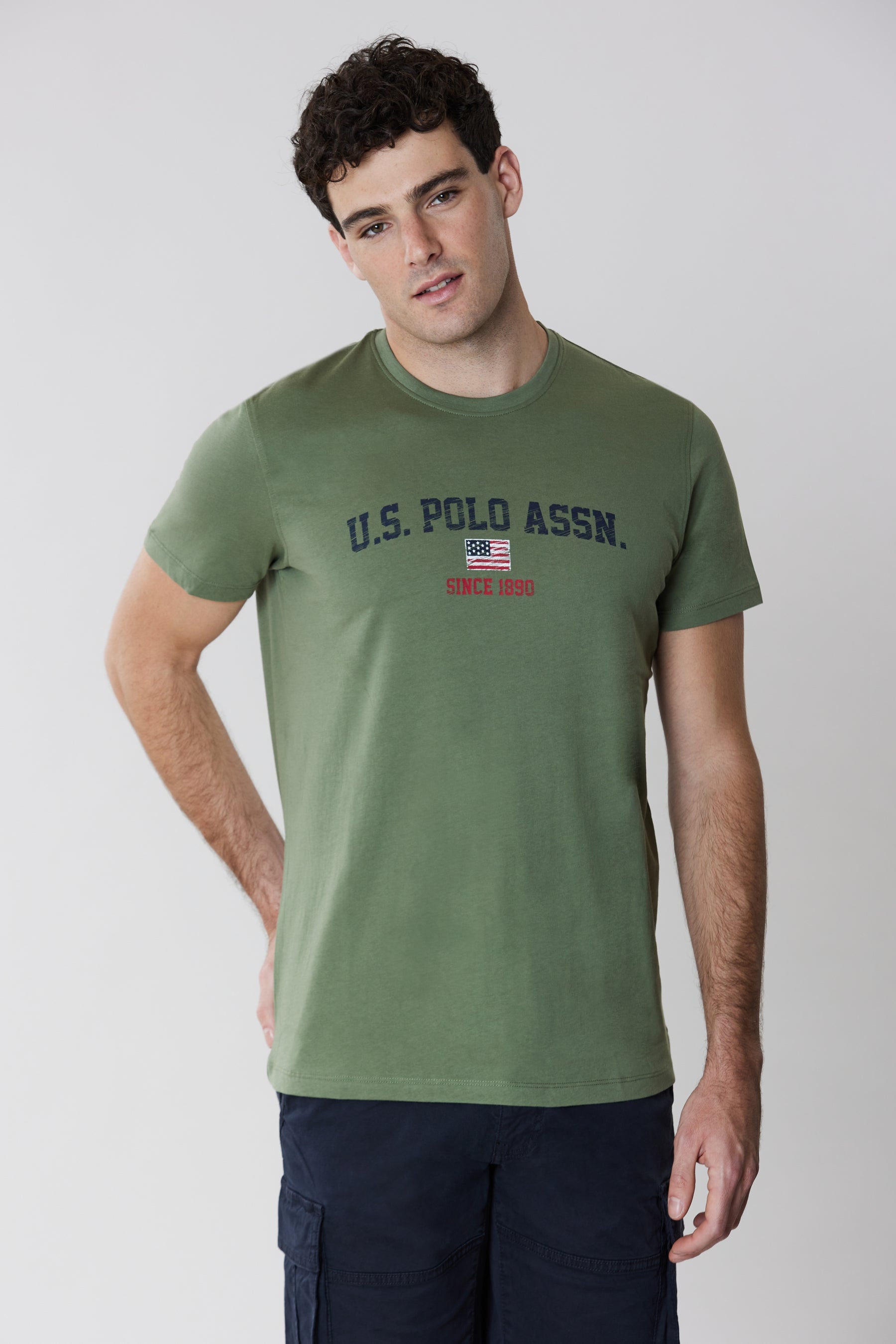 T-shirt a maniche corte in cotone jersey con stampa vintage U.S. Polo Assn.