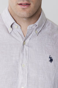 Camicia in lino regular fit con logo