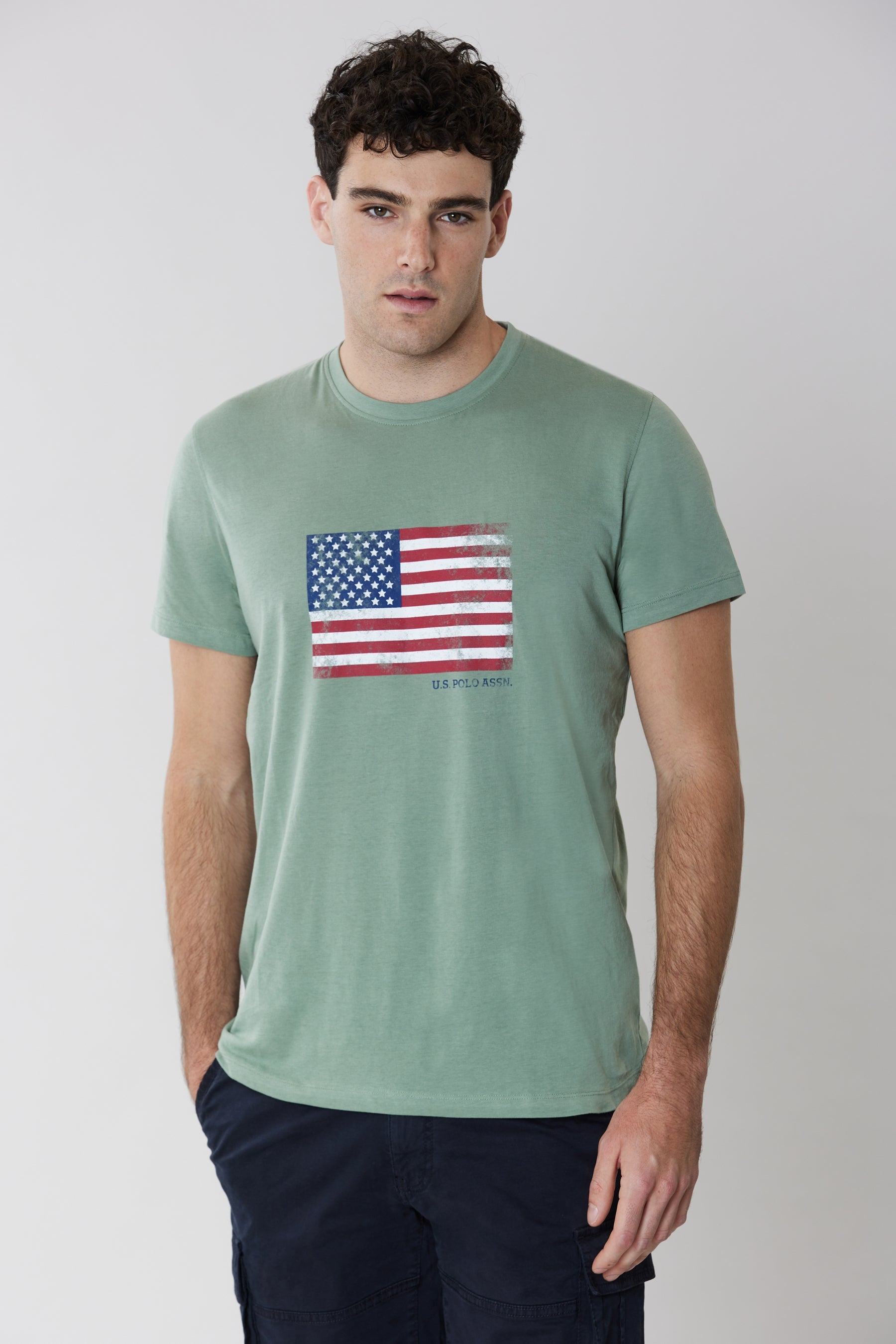 T-shirt in cotone jersey con bandiera