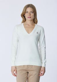 Maglia scollo a V cotone e cashmere