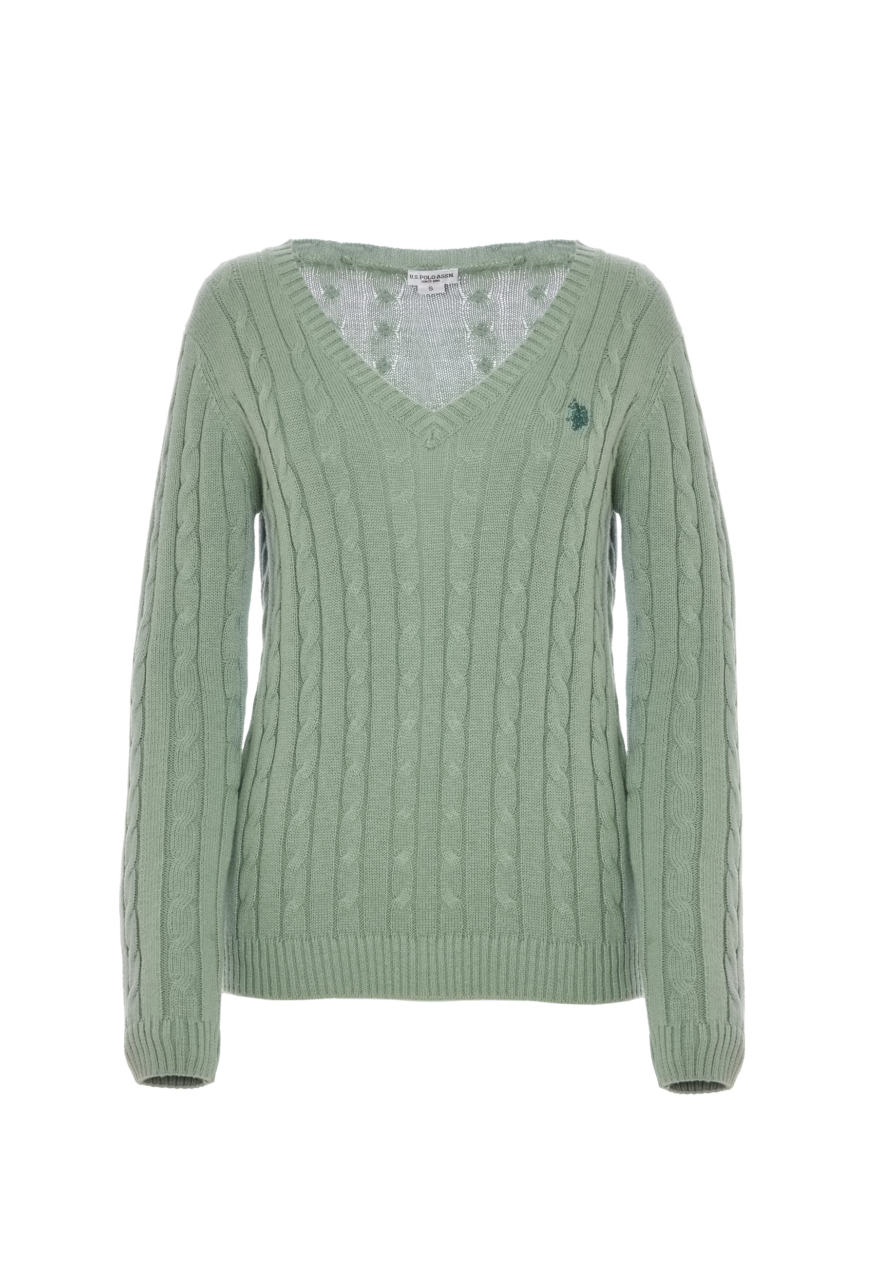 Maglia scollo a V a treccia in cotone e cashmere