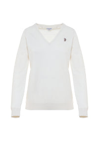 Maglia scollo a V cotone e cashmere