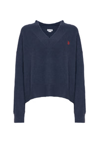 Maglia scollo a V over con logo