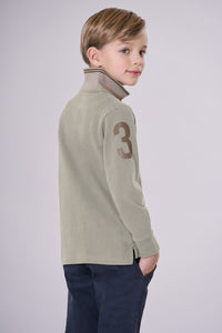 Polo shirt a maniche lunghe carbon finishing con numero