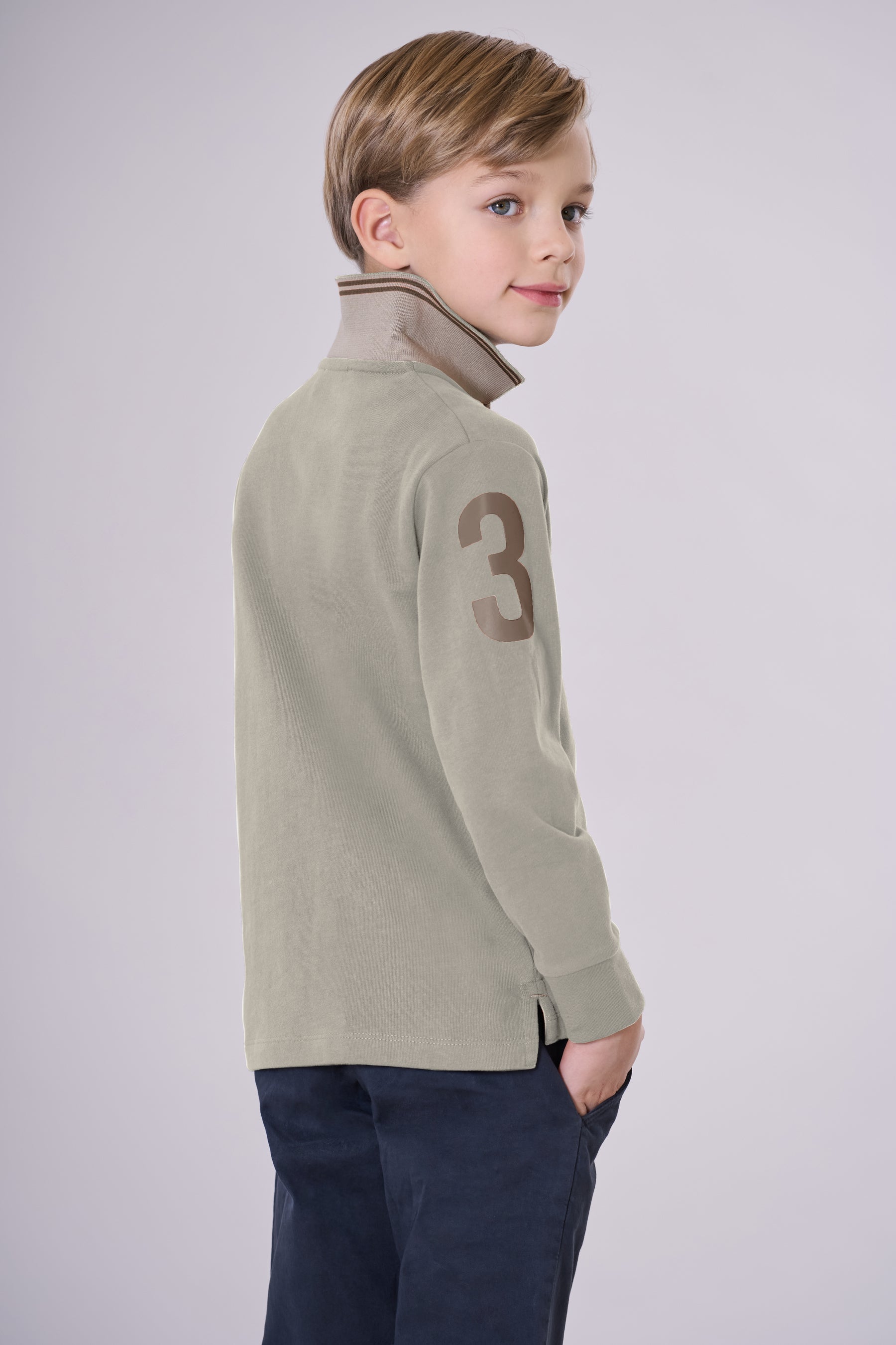 Polo shirt a maniche lunghe carbon finishing con numero