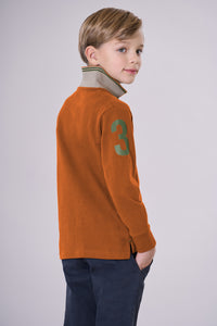 Polo shirt a maniche lunghe carbon finishing con numero