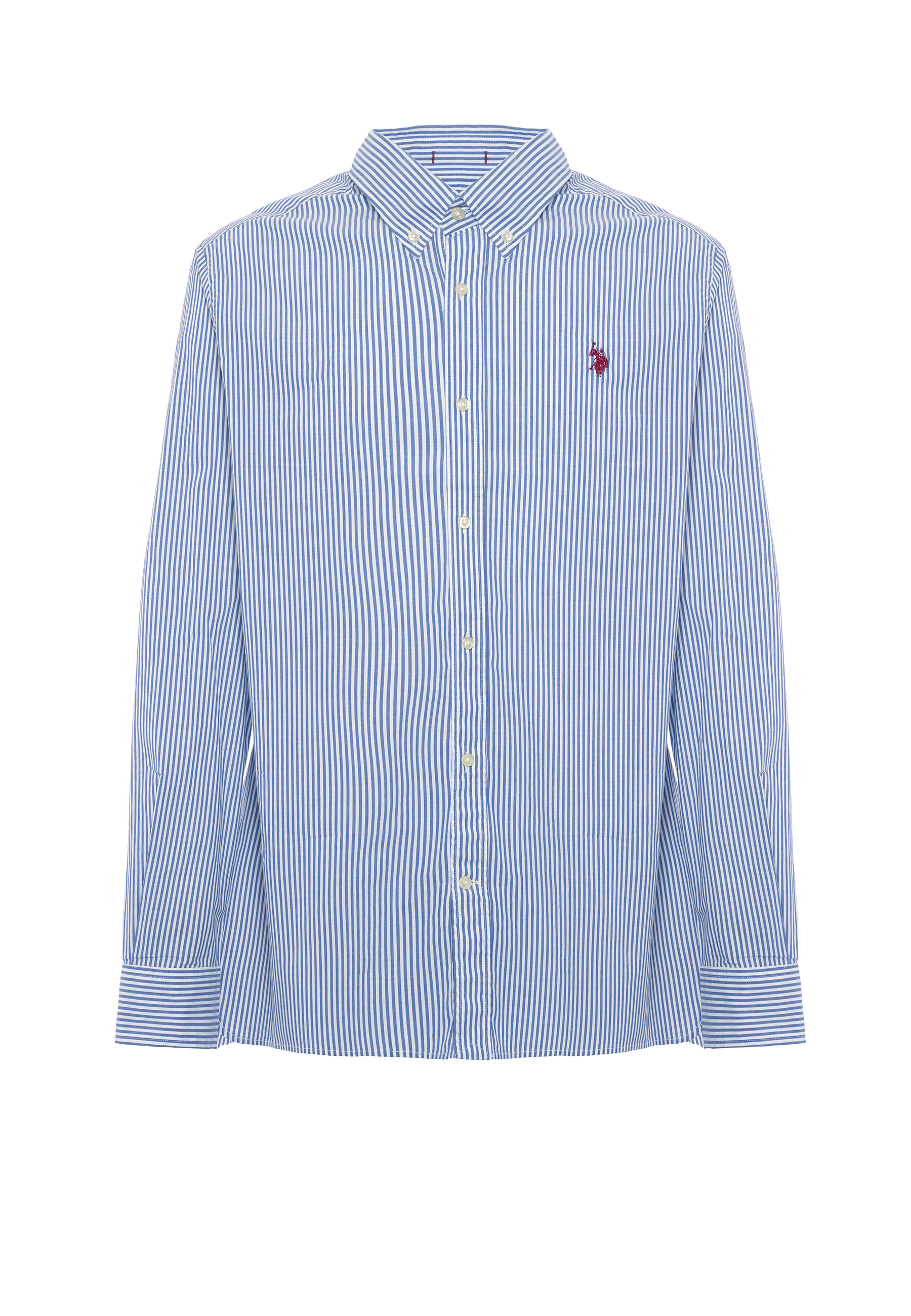 Camicia in cotone stretch popeline a righe slim fit con logo