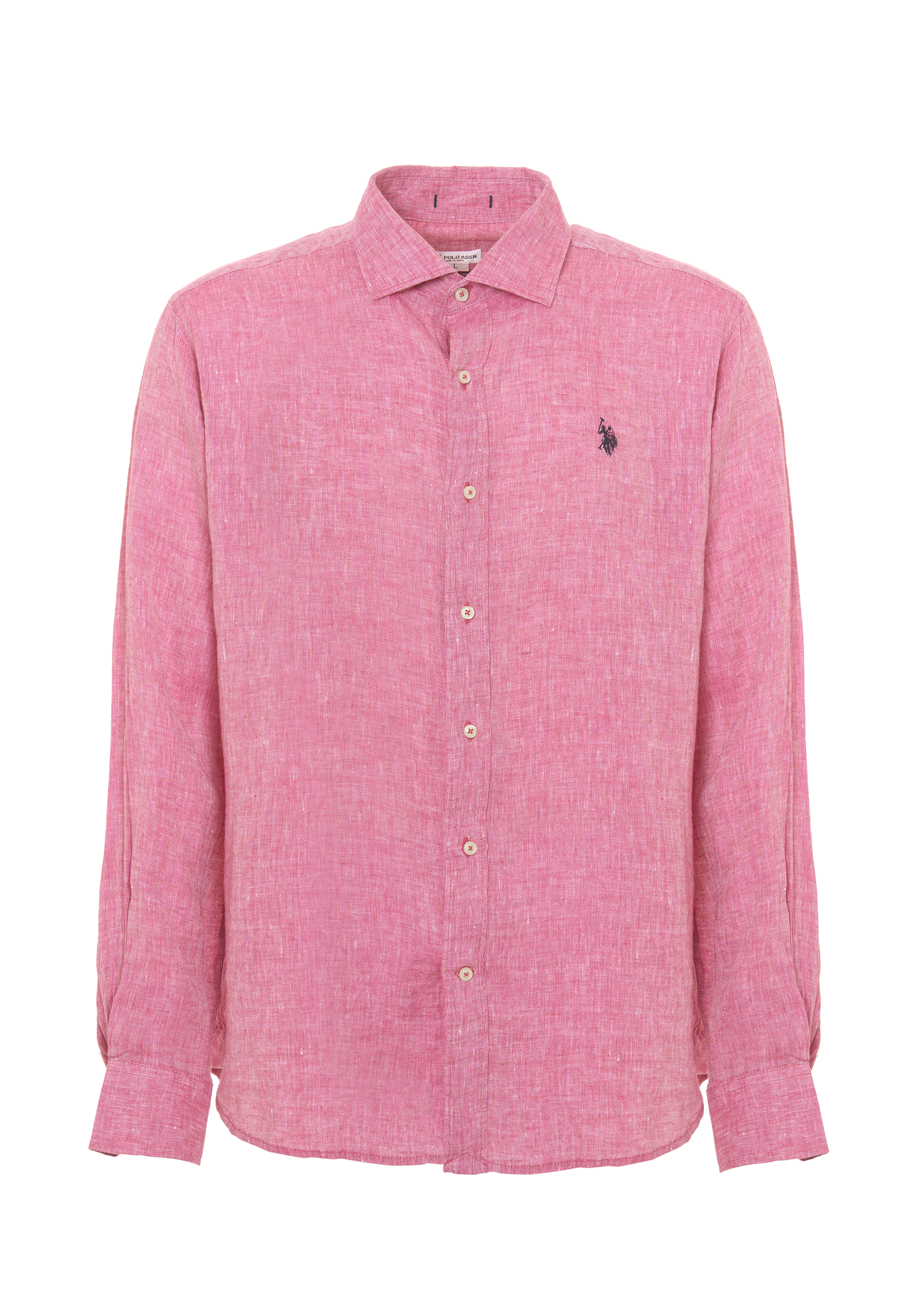 Camicia in lino chambray slim fit con logo