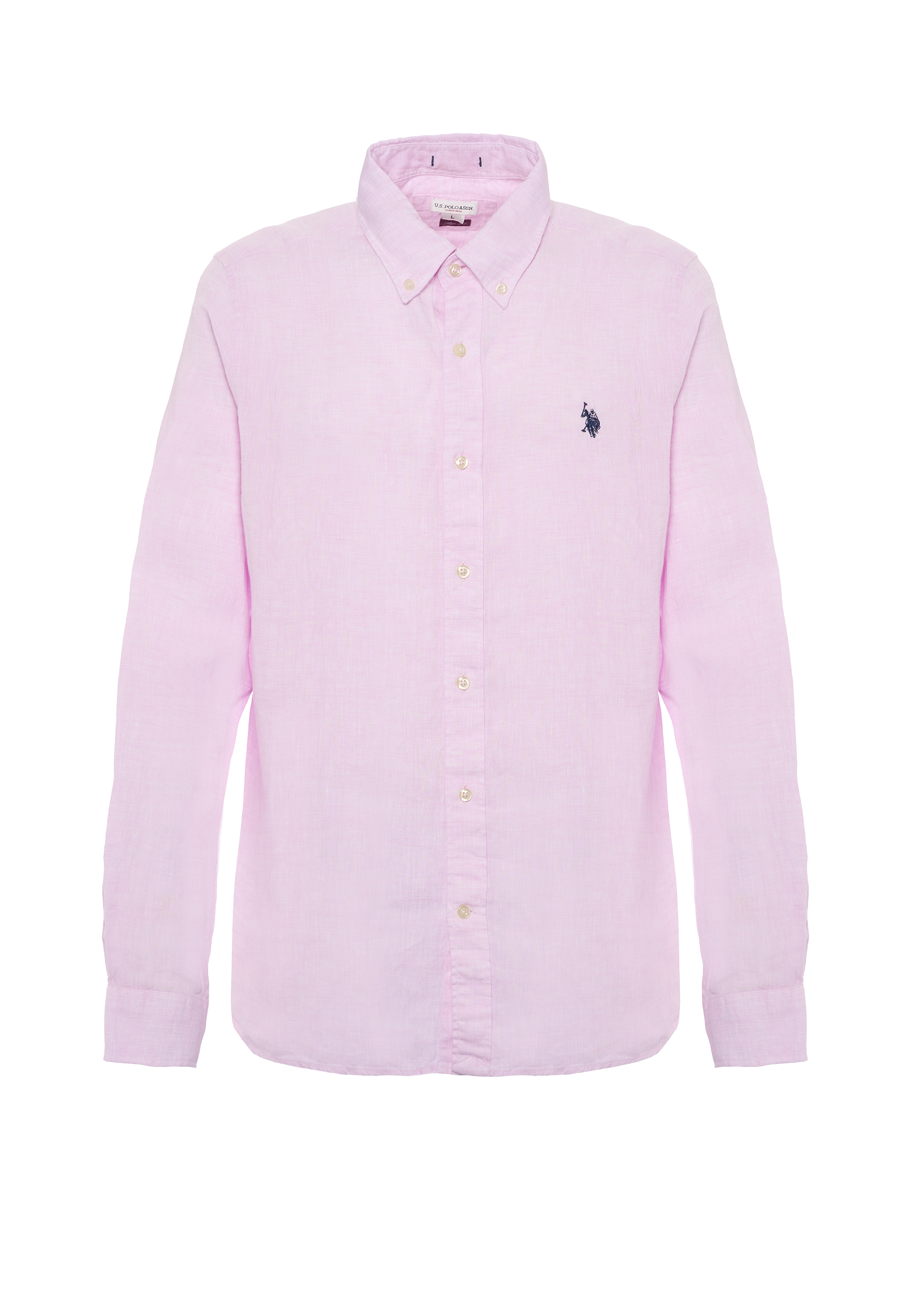 Camicia in lino chambray slim fit con logo