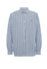 Camicia in misto cotone e lino con logo