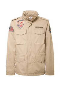 Giacca field in cotone gabardine con patch