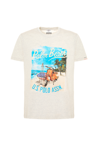 T-shirt a maniche corte in cotone melange con stampa posteriore