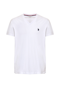 T-shirt a maniche corte con scollo a V in cotone con logo