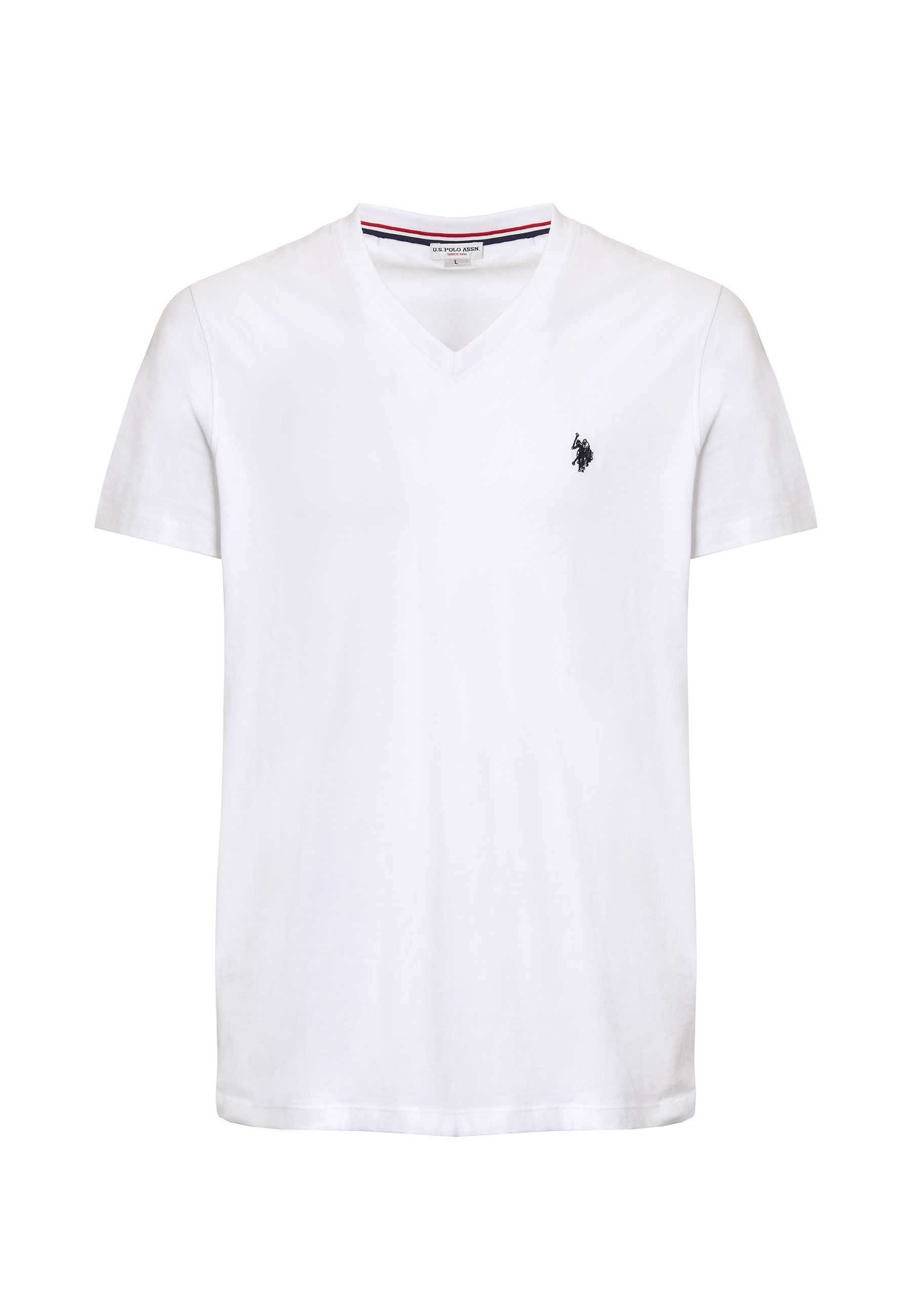 T-shirt a maniche corte con scollo a V in cotone con logo