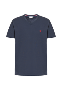 T-shirt a maniche corte con scollo a V in cotone con logo