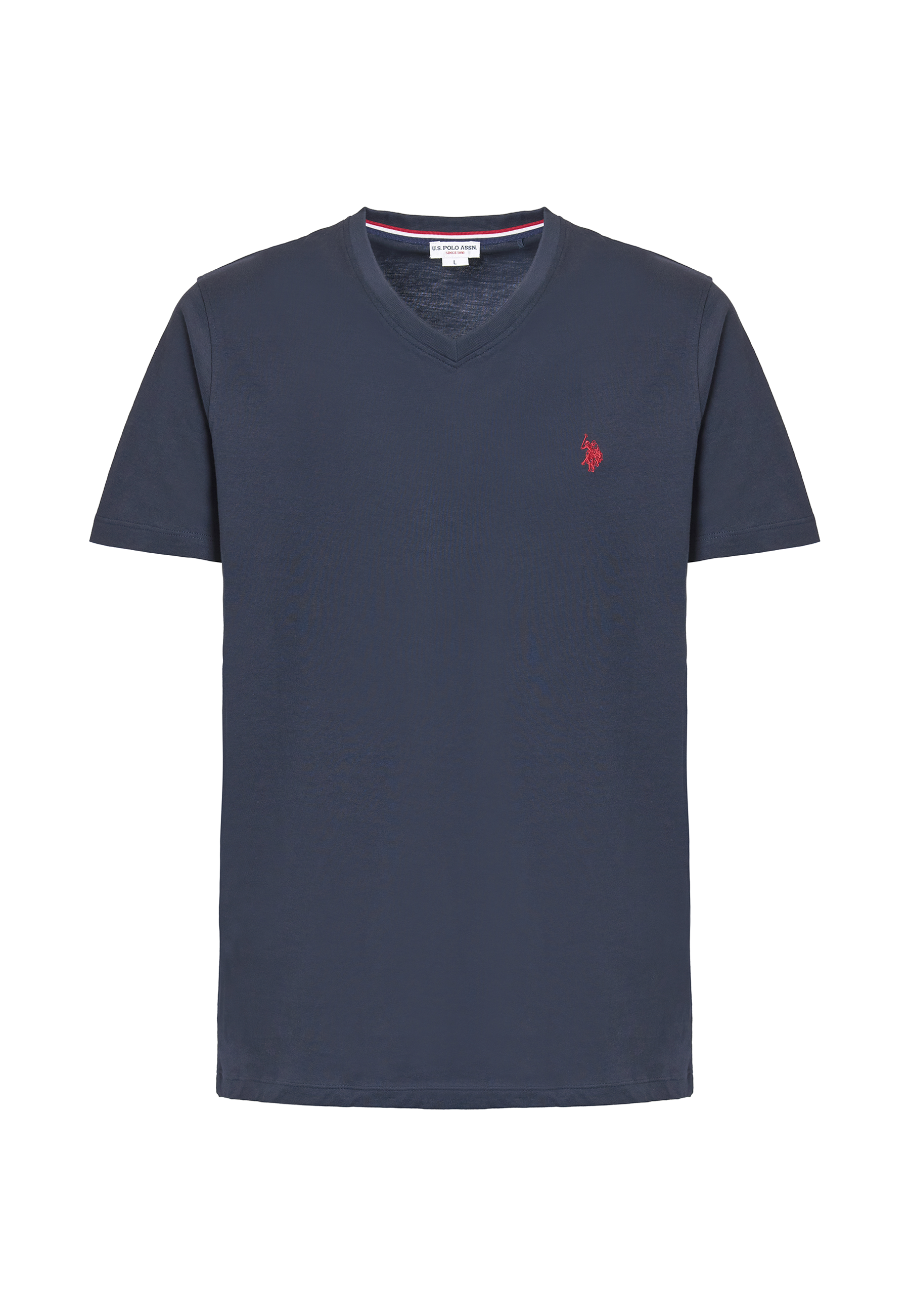 T-shirt a maniche corte con scollo a V in cotone con logo