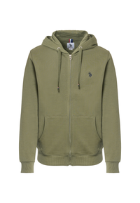 Felpa in cotone con cappuccio e chiusura zip