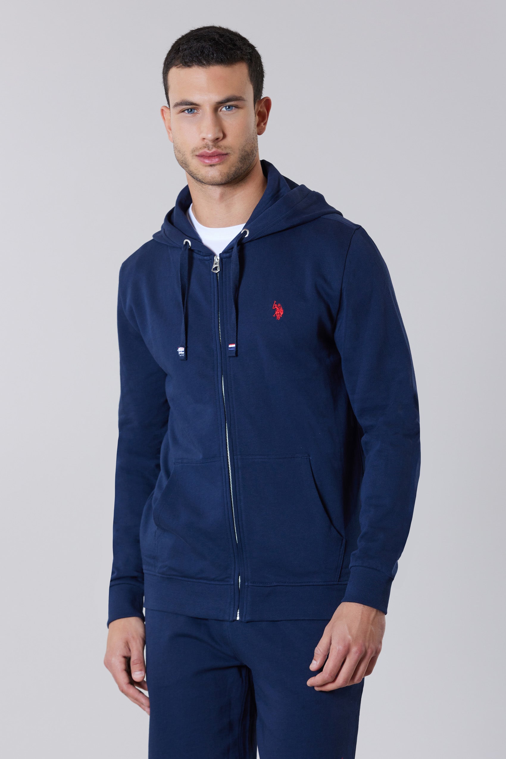 Felpa da uomo in cotone con cappuccio e chiusura zip