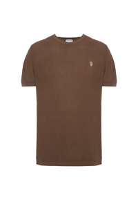 Maglia girocollo a maniche corte in cotone crepe