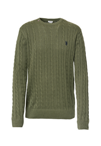 Maglia girocollo a treccia in cotone