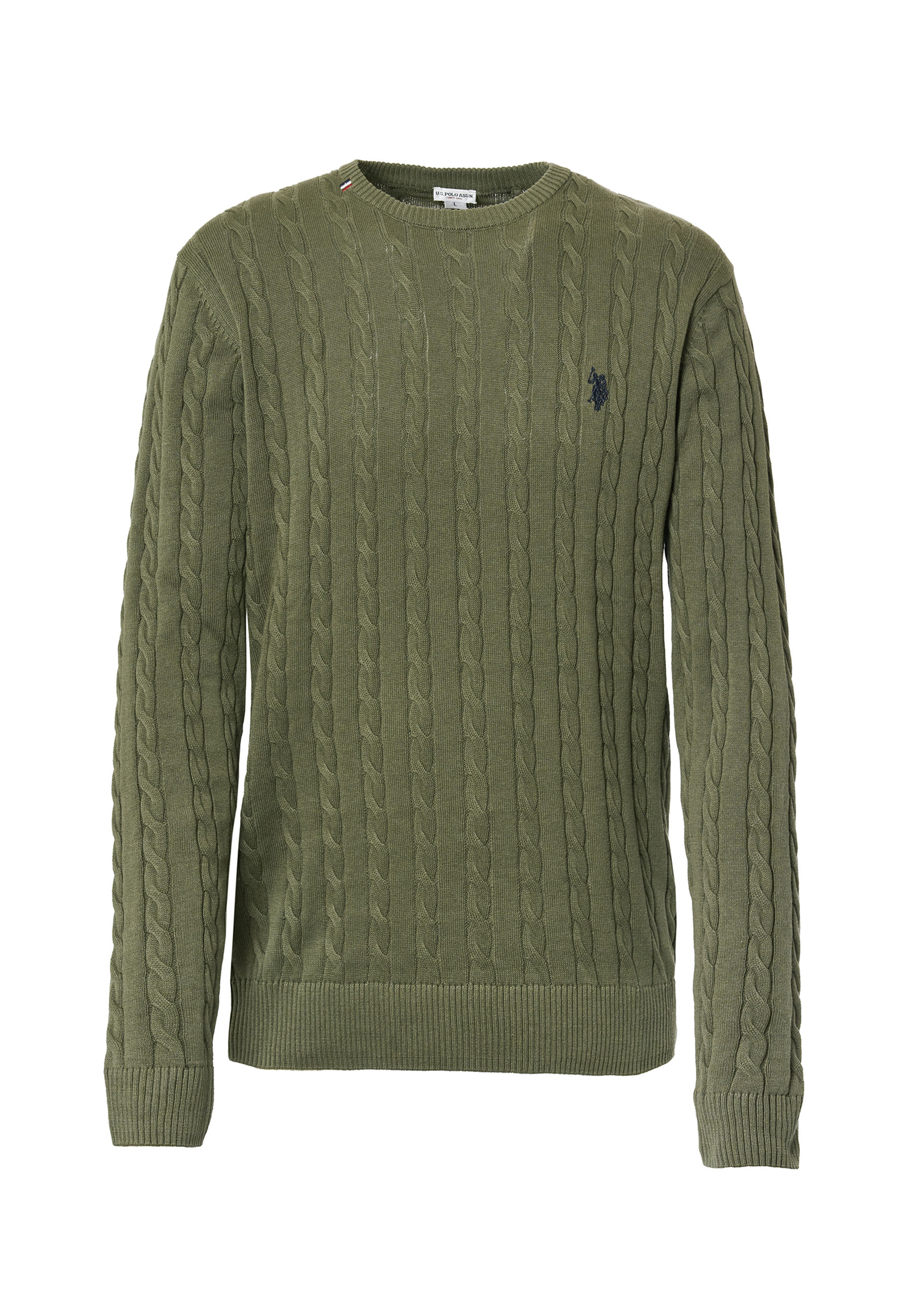 Maglia girocollo a treccia in cotone